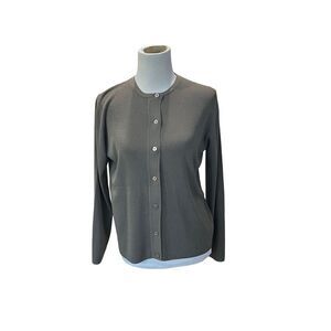Alex Garfield grey button front cardigan silk sz S